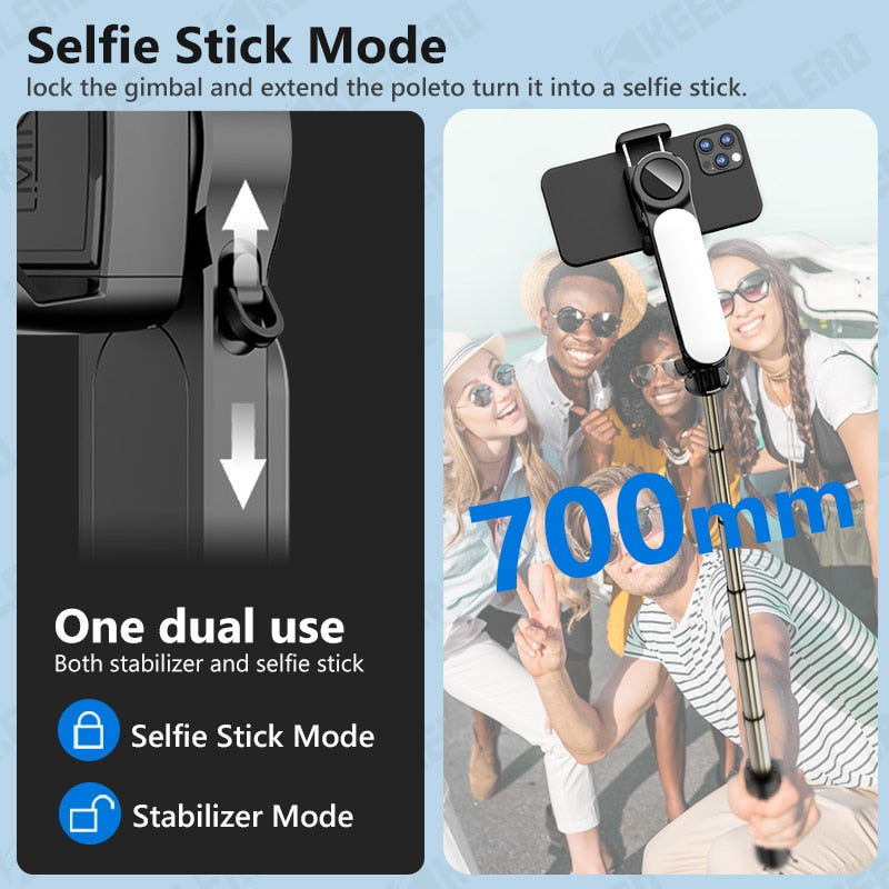 Gimbal estabilizador selfie stick tripé